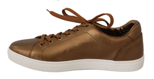 Gold Leder Herren Casual Turnschuhe