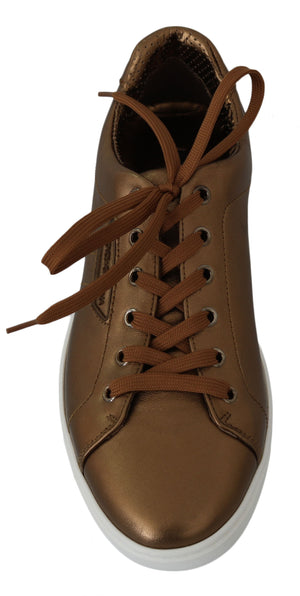 Gold Leder Herren Casual Turnschuhe