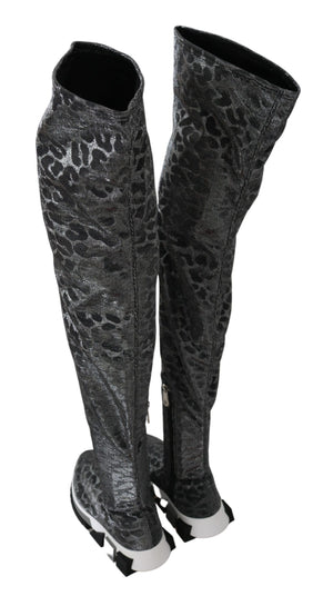Grau Leopard High Top Sneakers Booties Schuhe