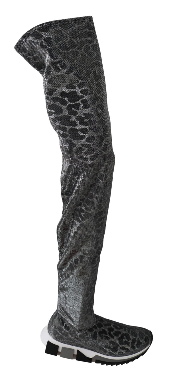 Grau Leopard High Top Sneakers Booties Schuhe