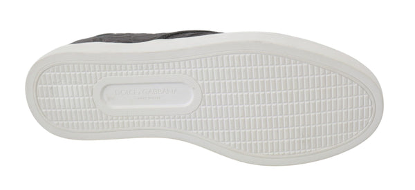 Graues Leder Flache Kaiman Herren Loafers Schuhe