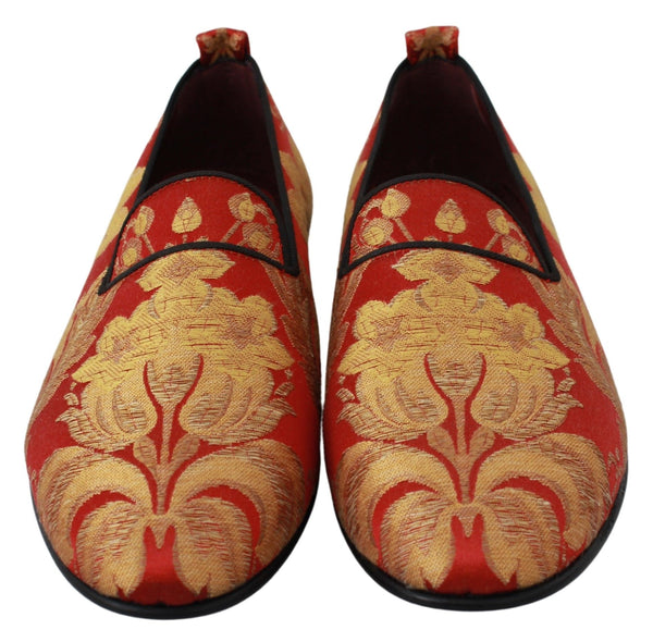 Rot Gold Brokat Hausschuhe Loafers Schuhe