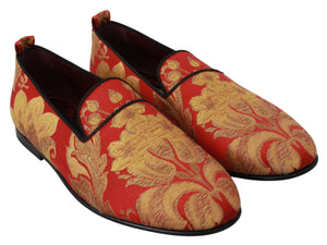 Rot Gold Brokat Hausschuhe Loafers Schuhe