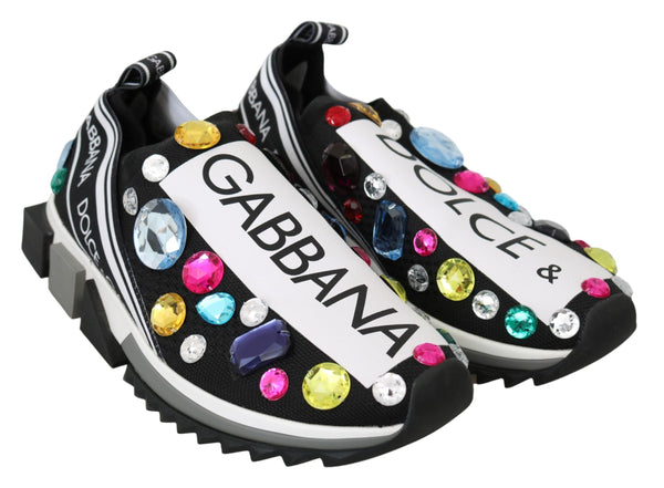 Schwarz Multicolor Crystal Sneakers Schuhe