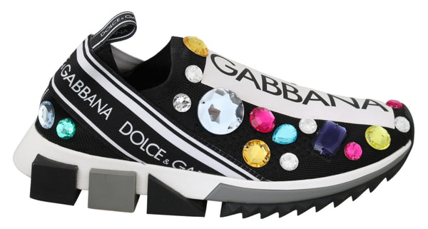Schwarz Multicolor Crystal Sneakers Schuhe