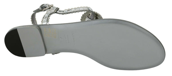 Silber Kristall Sandalen Flip Flops Schuhe