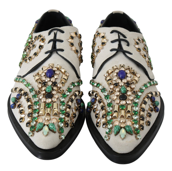 Weiße Wildleder Kristall Kleid Broque Schuhe