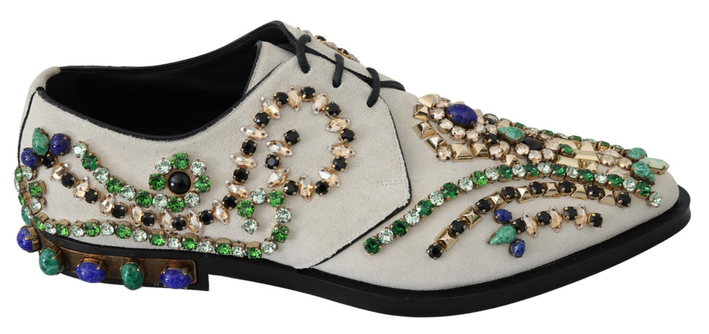 Weiße Wildleder Kristall Kleid Broque Schuhe