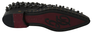 Schwarz Leder Kristalle Kleid Broque Schuhe
