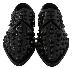 Schwarz Leder Kristalle Kleid Broque Schuhe