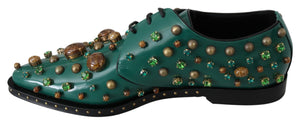 Grünes Leder Kristall Kleid Broque Schuhe
