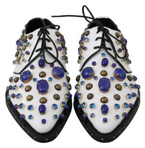 Weiß Leder Kristalle Kleid Broque Schuhe