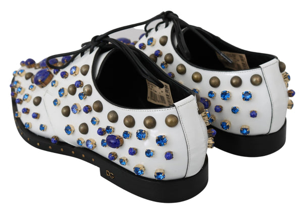 Weiß Leder Kristalle Kleid Broque Schuhe