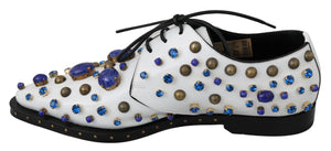 Weiß Leder Kristalle Kleid Broque Schuhe