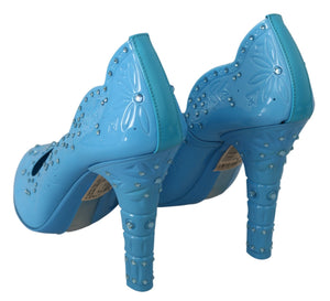 Blau Kristall Floral CINDERELLA Heels Schuhe