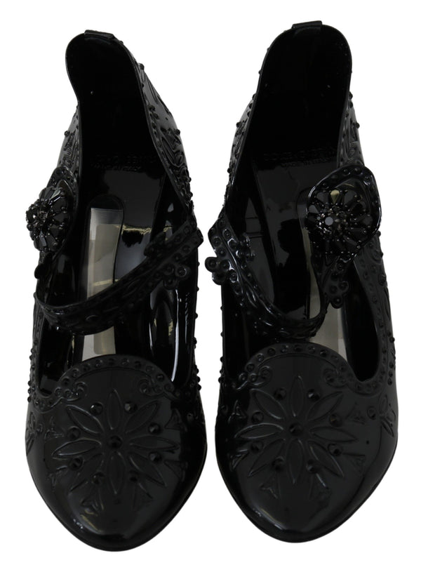 Schwarz Floral Kristall CINDERELLA Heels Schuhe