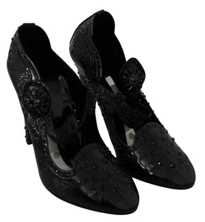 Schwarz Floral Kristall CINDERELLA Heels Schuhe