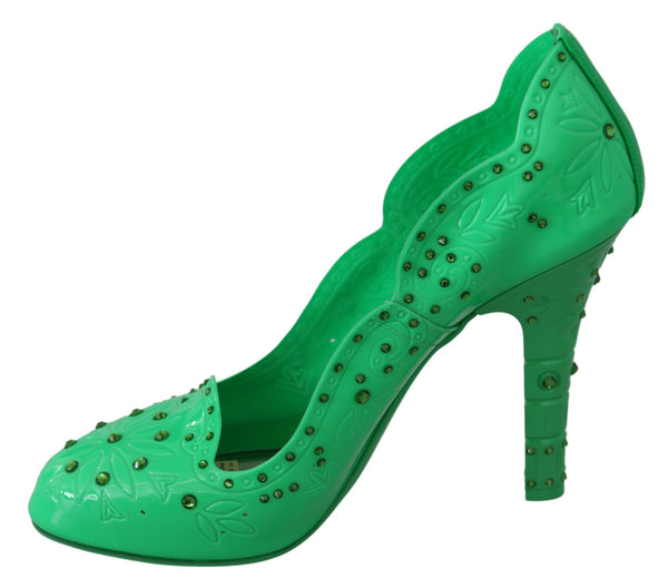 Grün Kristall Floral CINDERELLA Heels Schuhe