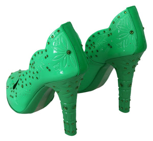 Grün Kristall Floral CINDERELLA Heels Schuhe
