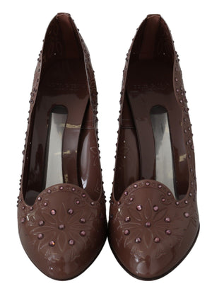 Braune Floral Crystal Heels CINDERELLA Schuhe