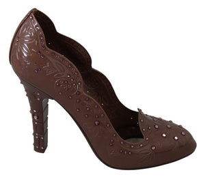 Braune Floral Crystal Heels CINDERELLA Schuhe