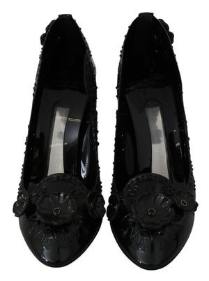 Schwarz Floral Kristall CINDERELLA Heels Schuhe