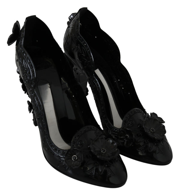 Schwarz Floral Kristall CINDERELLA Heels Schuhe