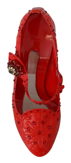 Rote florale Kristall CINDERELLA Heels Schuhe