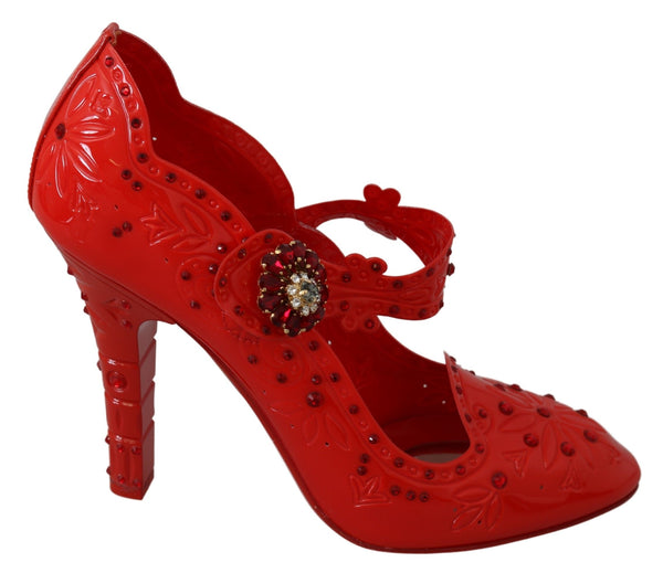 Rote florale Kristall CINDERELLA Heels Schuhe