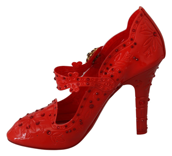 Rote florale Kristall CINDERELLA Heels Schuhe