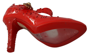 Rote florale Kristall CINDERELLA Heels Schuhe