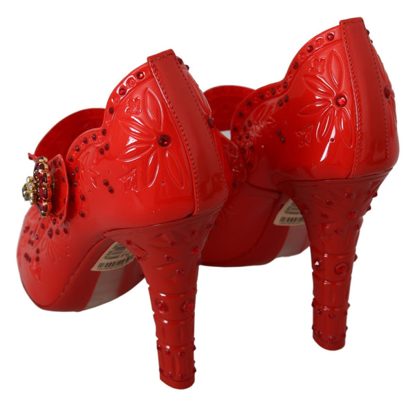 Rote florale Kristall CINDERELLA Heels Schuhe