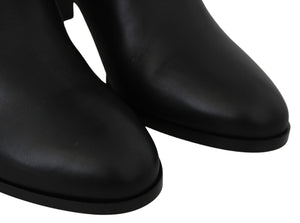 Elegante Stiefel mit Absatz aus schwarzem Kalbsleder