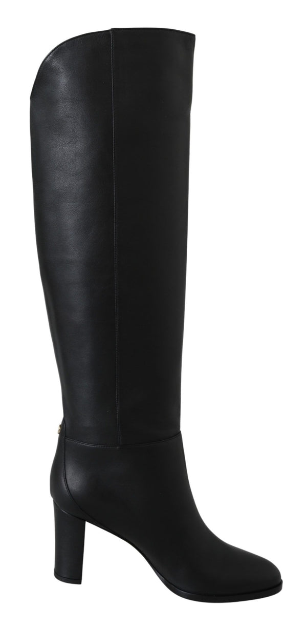 Elegante Stiefel mit Absatz aus schwarzem Kalbsleder