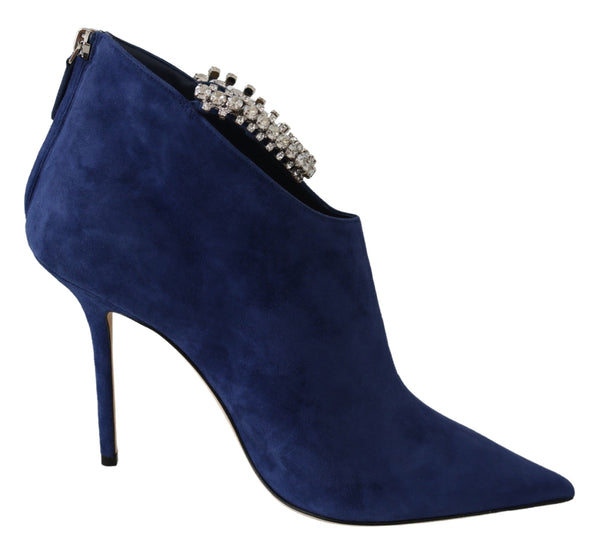 Pop Blaue Kristall-Riemen-Stiefel mit Absatz