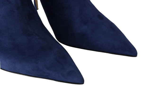 Pop Blaue Kristall-Riemen-Stiefel mit Absatz