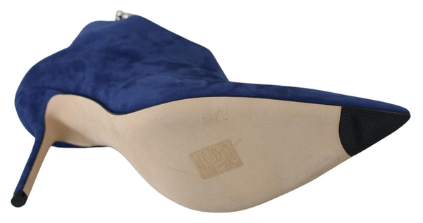 Pop Blaue Kristall-Riemen-Stiefel mit Absatz