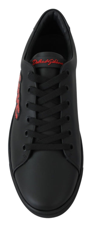 Schwarz Leder Liebe Herz Turnschuhe Damen Schuhe