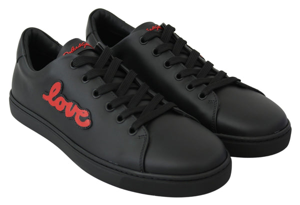 Schwarz Leder Liebe Herz Turnschuhe Damen Schuhe