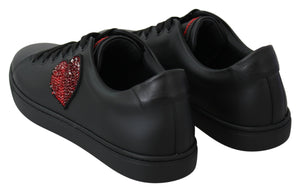 Schwarz Leder Liebe Herz Turnschuhe Damen Schuhe