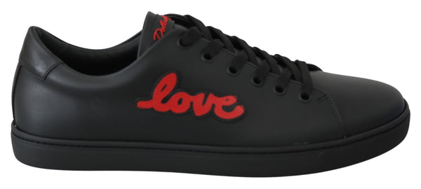 Schwarz Leder Liebe Herz Turnschuhe Damen Schuhe