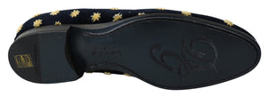 Blau Samt Krone Hausschuhe Loafers Schuhe