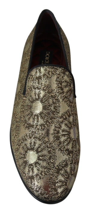 Gold Jacquard Flats Herren Loafers Schuhe