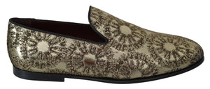 Gold Jacquard Flats Herren Loafers Schuhe