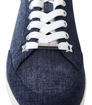 Schicke Slip-On Sneakers aus blauem Denim-Wildleder