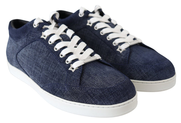 Schicke Slip-On Sneakers aus blauem Denim-Wildleder