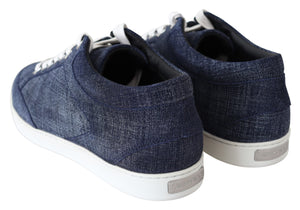 Schicke Slip-On Sneakers aus blauem Denim-Wildleder