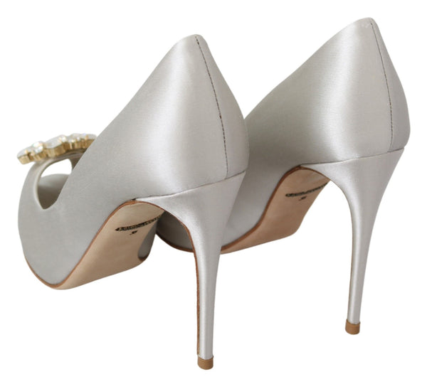 Weiß Crystals Peep Toe Heels Satin Pumps Schuhe