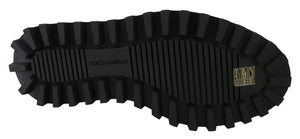 Schwarze gummierte Kalbsleder Chunky Derby Vulcano Schuhe