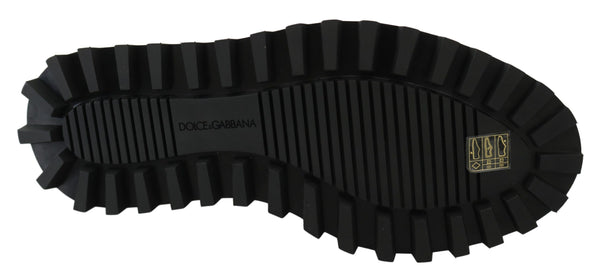Schwarze gummierte Kalbsleder Chunky Derby Vulcano Schuhe